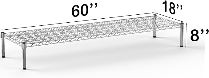 18''W x 60''L x 8''H Chrome Plated Wire Dunnage Rack | Off The Floor Storage - Image 3