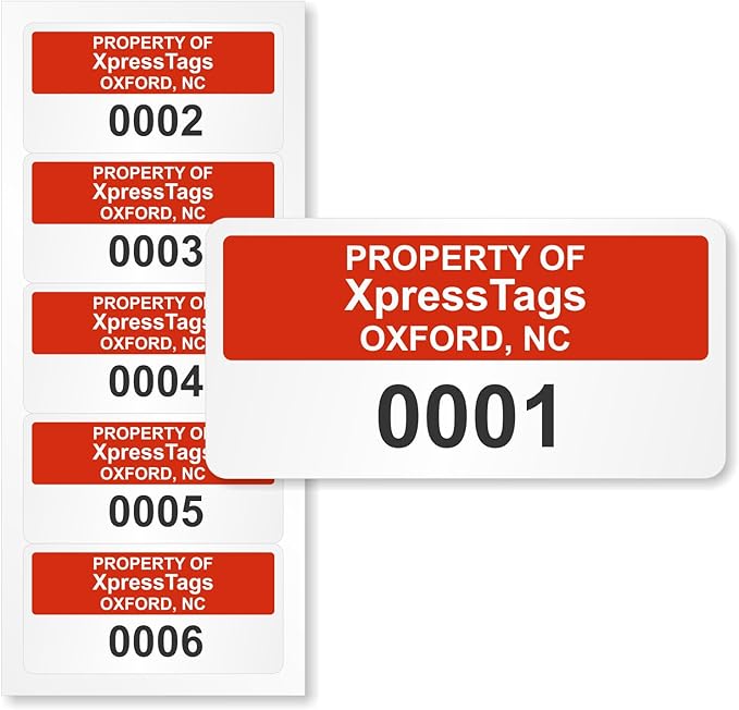 XpressTags 1" x 2" Sequential Number Custom Labels, Fixed Inventory Asset Tags - Image 2
