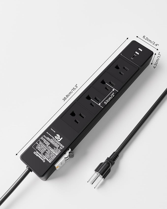 4-Outlet GFCI Power Strip with 4 USB Ports, 6FT Heavy Duty Surge Protected - Image 8