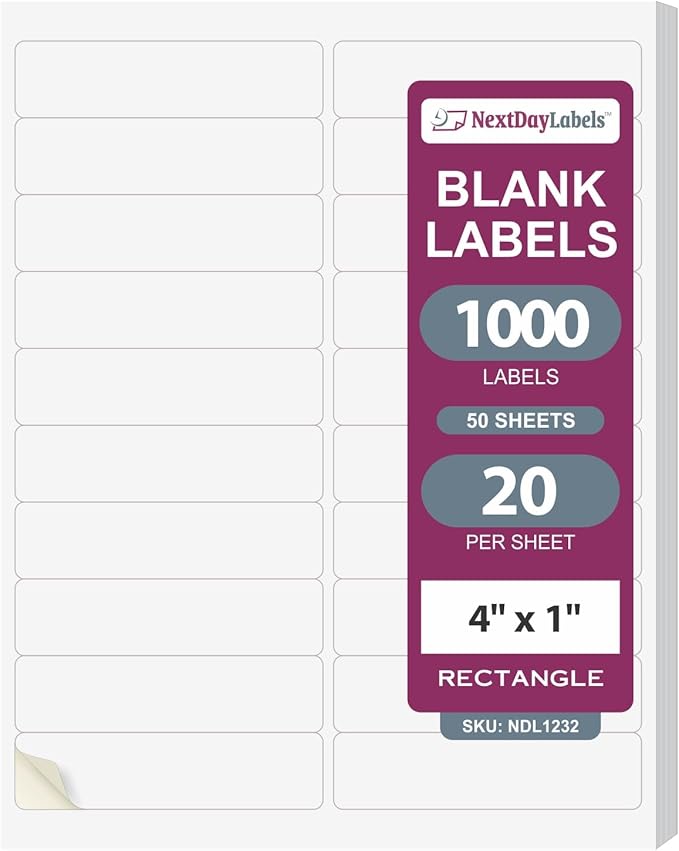 NextDayLabels – 4” x 1" Rectangular Sticker Labels by NextDayLabels