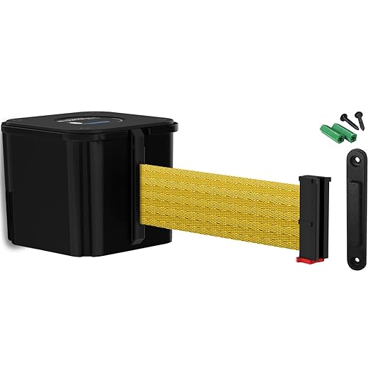 WM412 Retractable Belt Wall Mounted Smooth Black Crowd Control Barrier and by Visiontron