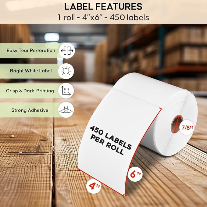 SL450 4x6 Shipping Label in 1 Roll Support Arkscan Label Printers, Compatible - Image 6