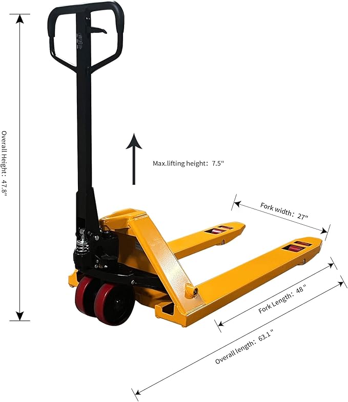 APOLLOLIFT Pallet Jack, Heavy Duty Pallet Jack Truck 7700lbs Capacity 48" L×27" - Image 2