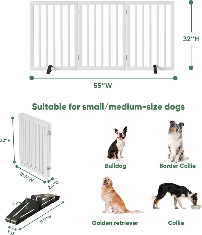 Dog Gates for Doorways, Tall Dog Gate Indoor, Foldable Pet Gates for Doorways - Image 2