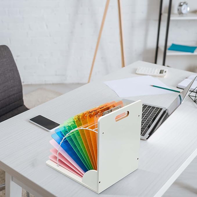 Sintuff 2 Pcs Clipboard Holder Wood Metal Clipboard Organizer White Clipboard - Image 6