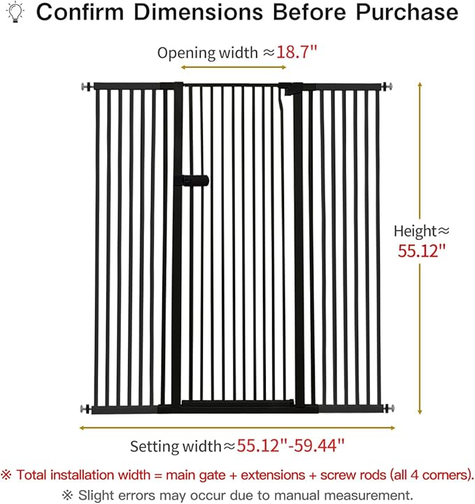 Lumizone Extra Tall Cat Gate 55.12" High Pressure Mounted Extra Wide 2025 New - Image 2