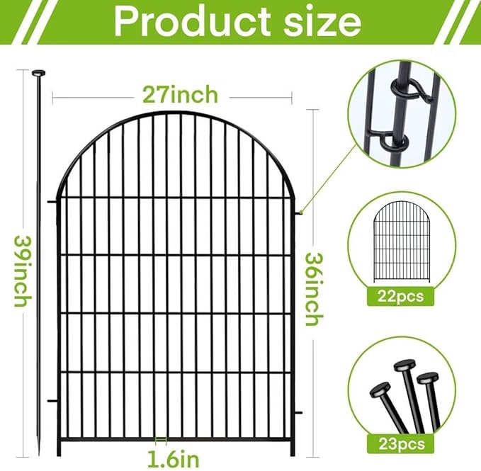 ADAVIN Garden Fencing 36 inch High, 22 Panels Dog Fence Outdoor - Image 2