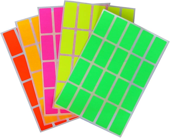 Royal Green Color Code Stickers Rectangle 4cm x 1.9cm Rectangular Neon Labels by RoyalGreen
