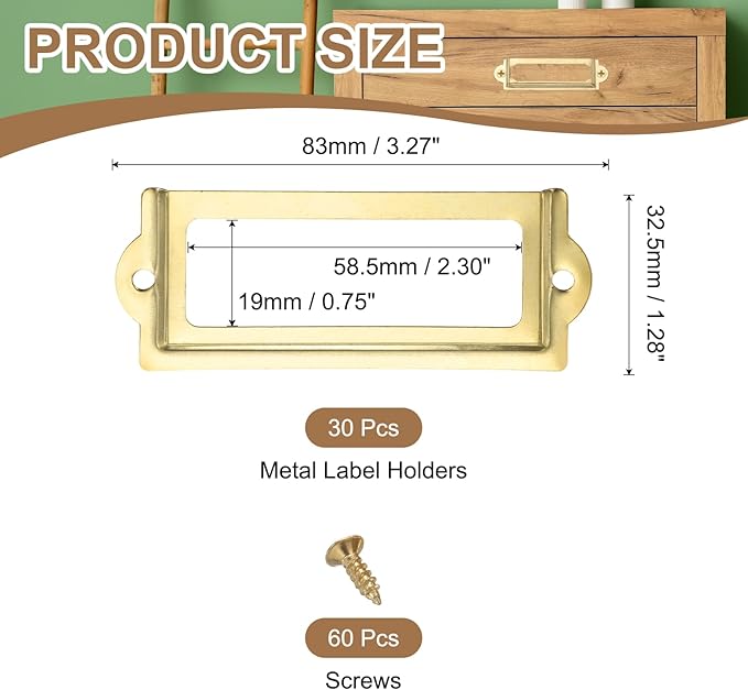 PATIKIL 83x32.5mm Metal Label Holders - Image 2