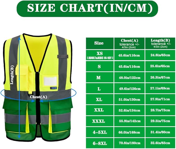 A-SAFETY yellow green work vest - Image 2
