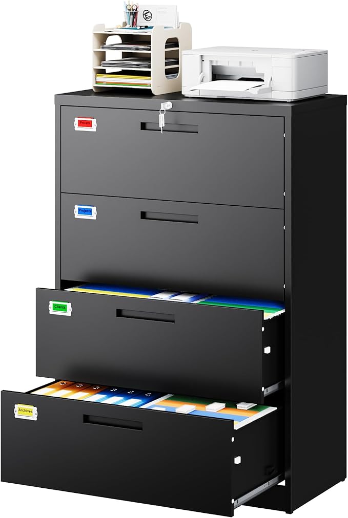 4 Drawer File Cabinet, Lateral Filing Cabinets by PEUKC