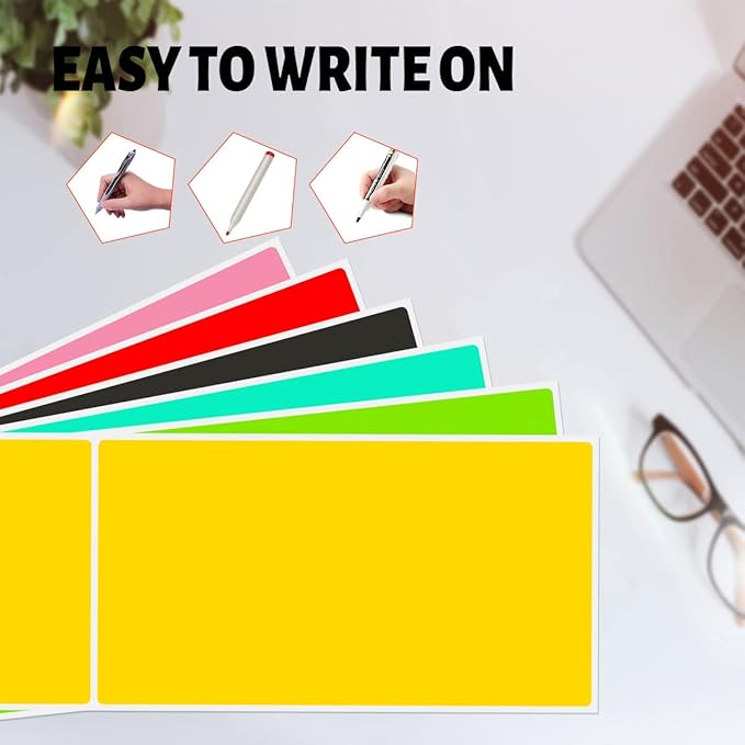 PARLAIM 3 X 5 Red Square Color Coding Stickers, Permanent Adhesive Rectangular - Image 2
