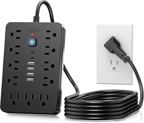 15 FT Flat Plug Surge Protector Power Strip, 11 Multiple AC Outlets by Unknown