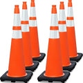 6 Pack Extra Large 36" Inch PVC Traffic Cones by OranLite