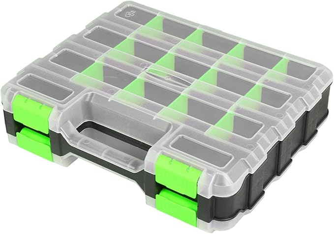 Tool Box with Transparent Lid, Double Side 34-Compartments Organizer Box with by JACKBOSS