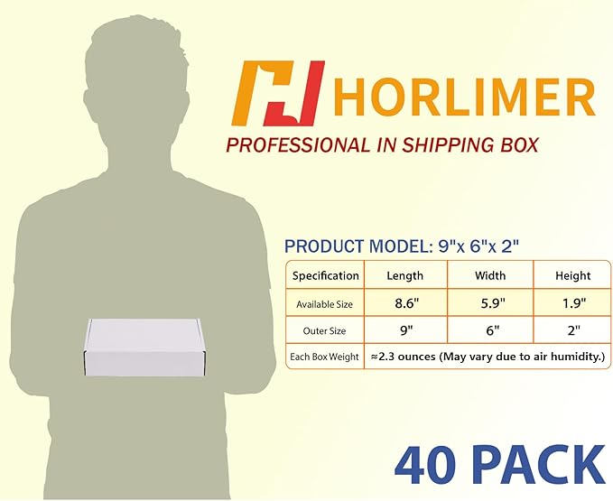 HORLIMER 40 Pack 9x6x2 Shipping Boxes, Small Business - Image 2