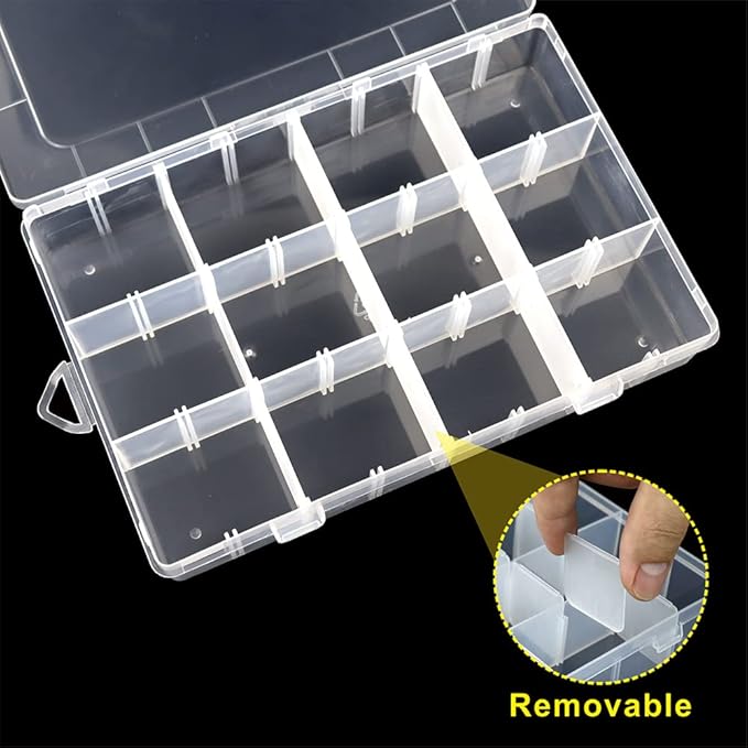 6 Pack Organizer Box with Parkical Adjustable Dividers, 12 Grids Plastic - Image 3