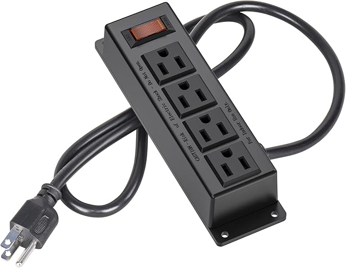 Wall Mount Power Outlet Strip, 4 Outlet Mountable Power Strip by ICEELEC