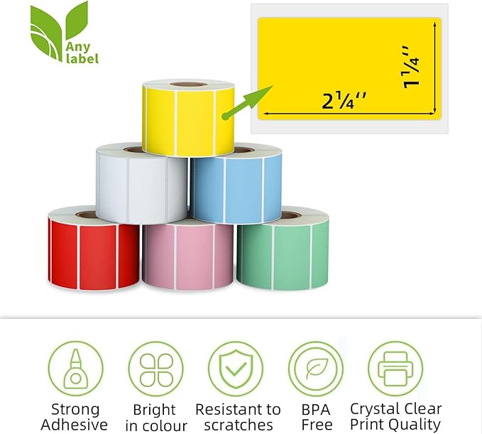 2.25" x 1.25" Multi-Purpose Direct Thermal Labels, Color Self-Adhesive Address - Image 2