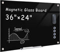 Mifuro Magnetic Glass Whiteboard，36"x24" Wall Mounted Frameless Dry Erase Board by MifuroOfficeProduct