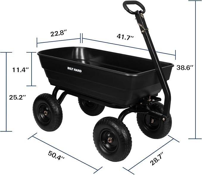 BILT HARD 1200 lbs 7 Cu Ft Poly Garden Dump Cart - Image 5