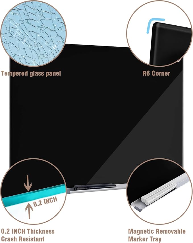 Mifuro Magnetic Glass Whiteboard，48"x36" Wall Mounted Frameless Dry Erase Board - Image 5