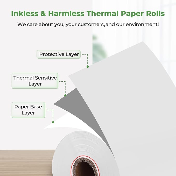MUNBYN 2 1/4 x 50ft Thermal Paper, BPA Free Receipt Paper, 58mm Thermal Receipt - Image 4