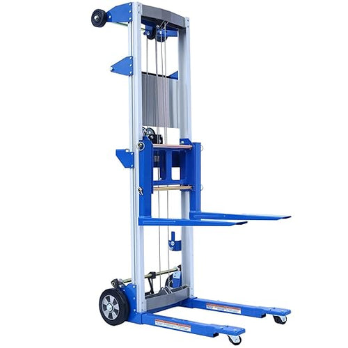 122" 400lbs Material Lift Winch Stacker, Hand Winch Lift Truck by ELOMBR