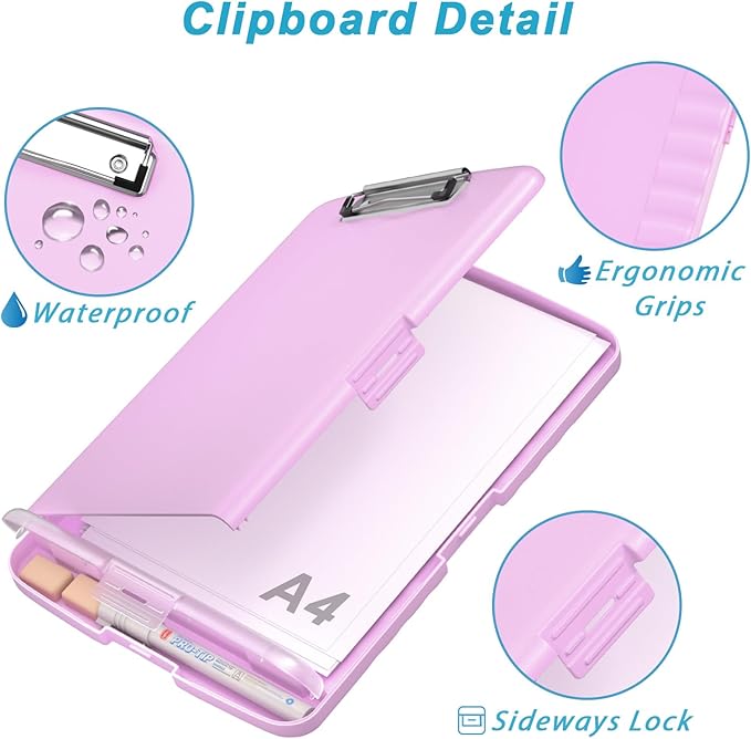 Rimilak Plastic Clipboard with Storage, 8.5 x 11 High Capacity Folio Nursing - Image 5