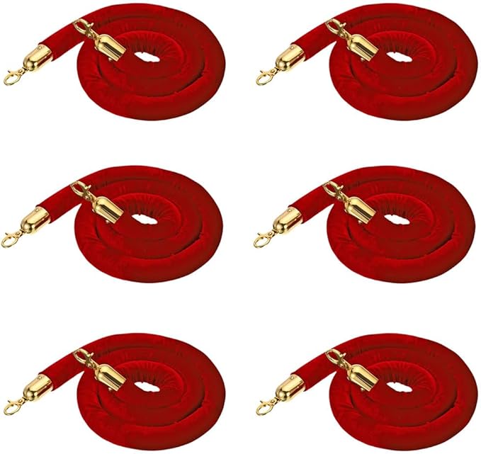 8PCS Stanchion Posts with 6 Red Velvet Ropes, Crowd Control Barriers with - Image 7
