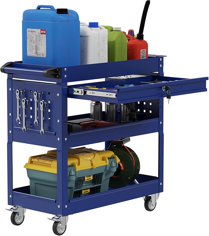 3 Tier Rolling Tool Cart On Wheels, Heavy-Duty Utility cart Service Cart by Maemttes