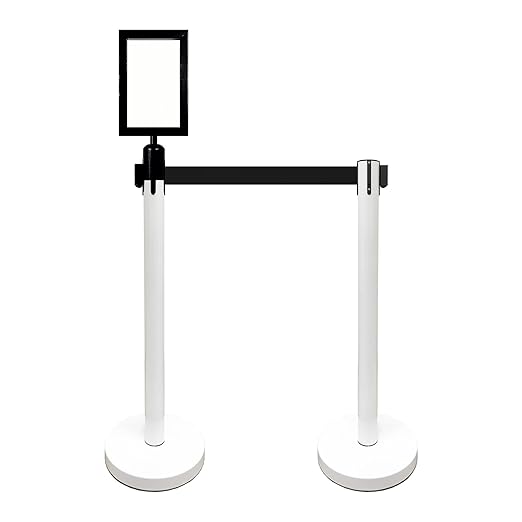 VIP Crowd Control Retractable Belt Stanchion Queue Safety Barrier Set - Image 4