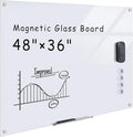 Mifuro Magnetic Glass Whiteboard，48"x36" Wall Mounted Frameless Dry Erase Board by MifuroOfficeProduct