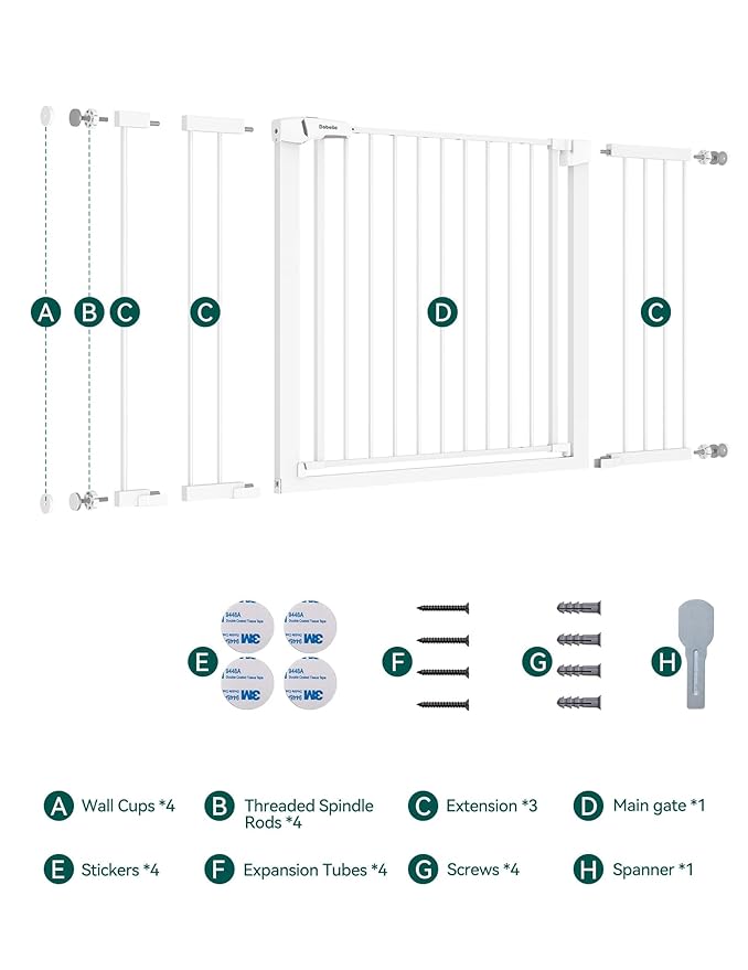 BABELIO 36-57" Extra Wide Baby/Chlid Gate, Auto Close Dog/Pet Barrier - Image 7