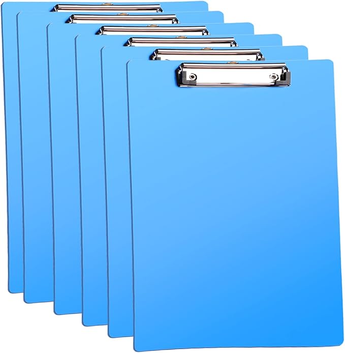 Plastic Clipboards, 6 Packs A4 Size Clip Boards, Paper Clips, Nursing Clipboard by Yepphetco