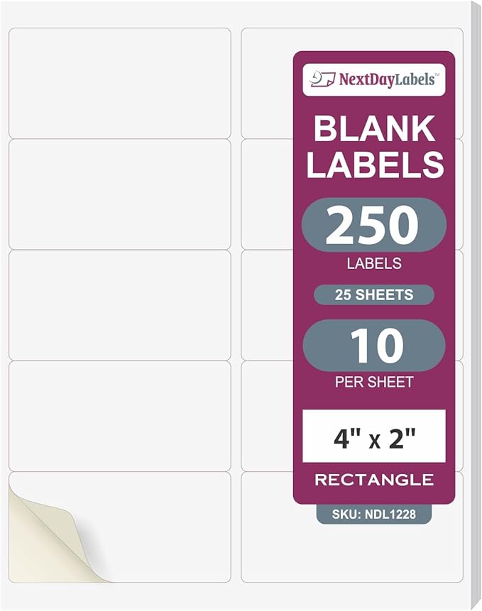 NextDayLabels – 4” x 2” Rectangular Sticker Labels by NextDayLabels