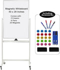 40" x 28" Mobile Dry Erase Whiteboard Double-Sided White Boards on Wheels by Unknown