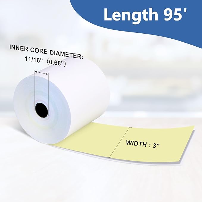2 Ply Carbonless Rolls 3" X 95 Feet White/Canary Receipt Paper - Image 6