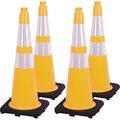 Fluorescent Orange/Green PVC Traffic Cones, Heavy Black Base Parking Lot Cone by OranLite