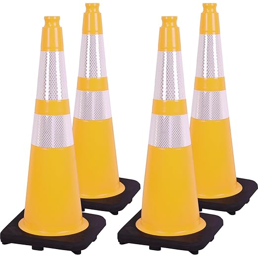 Fluorescent Orange/Green PVC Traffic Cones, Heavy Black Base Parking Lot Cone by OranLite