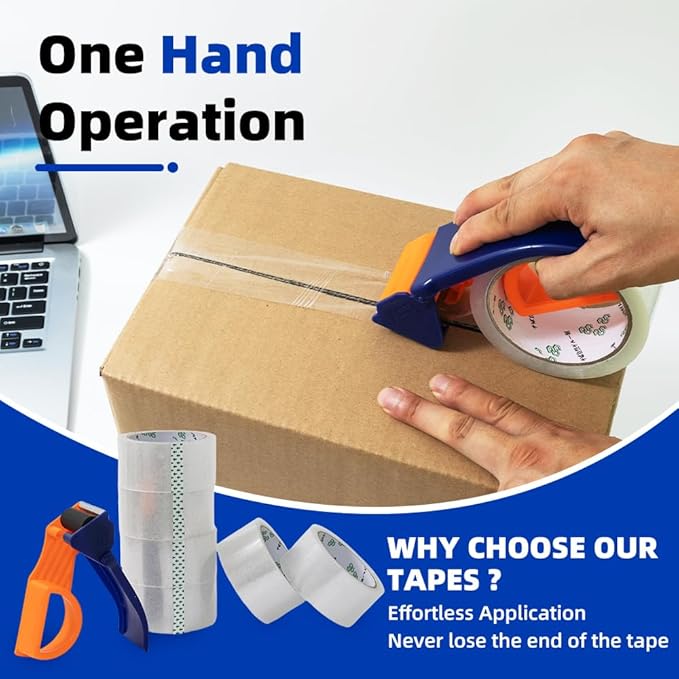 Clear Packing Tape with Dispenser – 6 Rolls, Heavy Duty Packaging Tape - Image 3