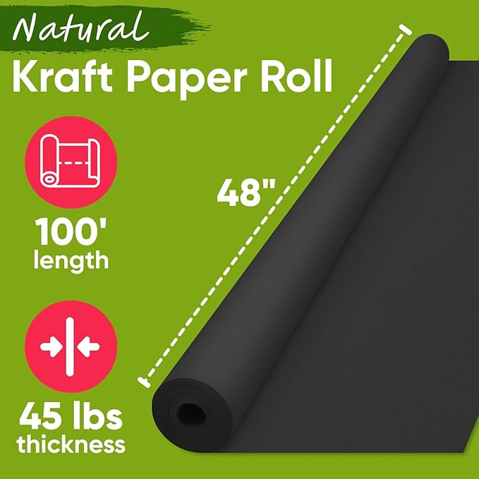 USA Made 48" x 1200" Black Kraft Paper Roll, 45 lbs Thickness, American Quality - Image 2