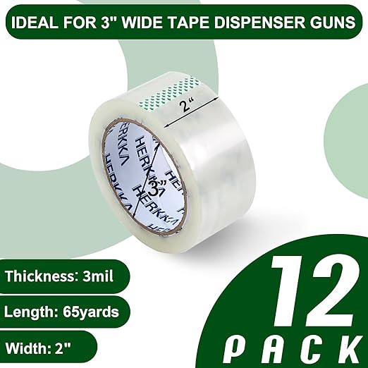 HERKKA Clear Packing Tape, 12 Rolls Heavy Duty Packaging Tape - Image 3