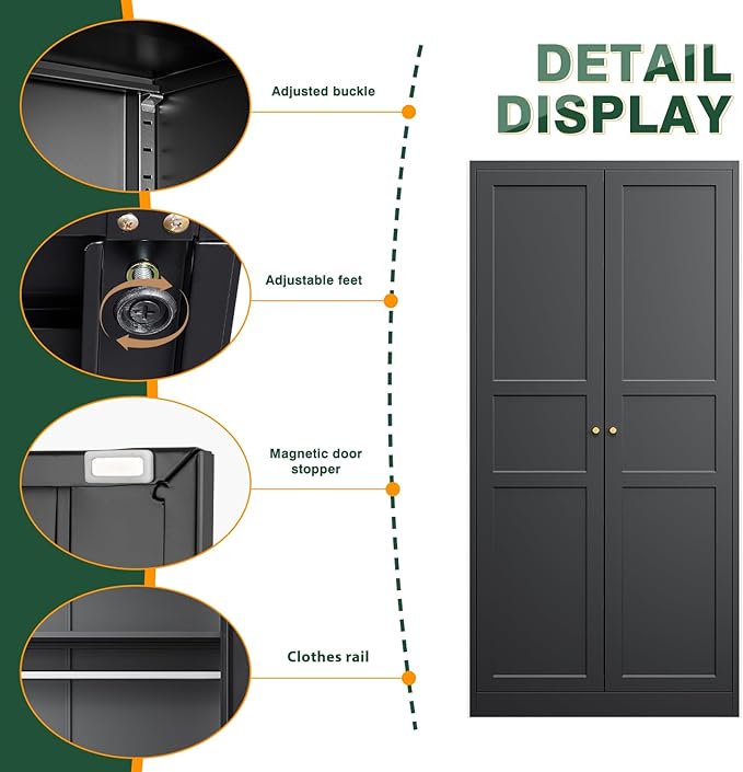 Letaya Wardrobe Armoire Closet, Bedroom Armoire Cabinet Clothes Organizer - Image 4
