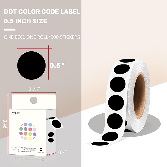 PARLAIM 1/2 Inch Round Adhesive Color-Code Dot Stickers, 500 Stickers Inventory - Image 2