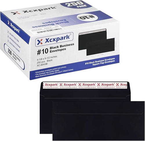 250 PCS #10 Black Self Seal Kraft 4-1/8 x 9-1/2 inches Security Envelopes by Xxcxpark
