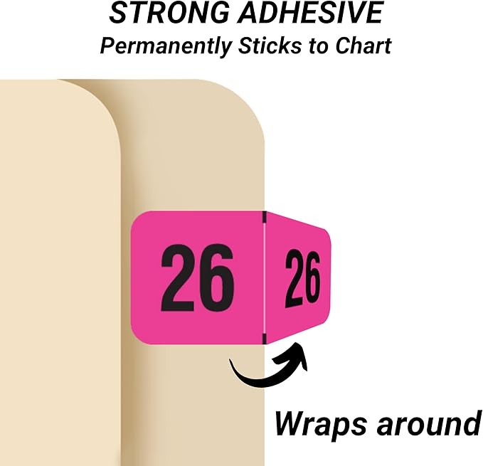 2026 Year Labels, Doctor Stuff 2026 Chart Stickers, Fluorescent Pink Color Coded - Image 2