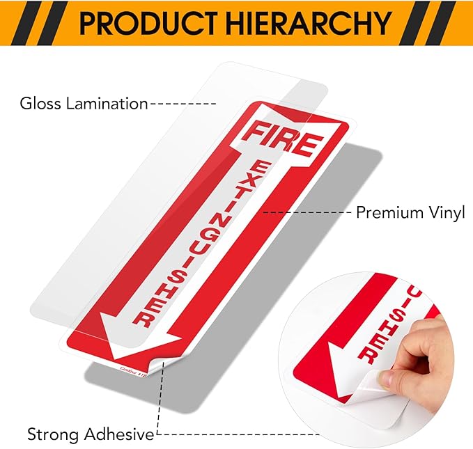12 Pack Fire Extinguisher Sign, Fire Extinguisher Arrow Safety Signs, Self - Image 3