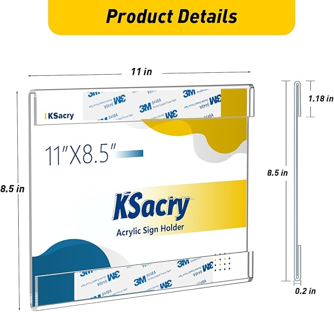 KSacry 12 Pcs Acrylic Sign Holder 11 x 8.5, Horizontal Wall Mount Sign Holders - Image 6