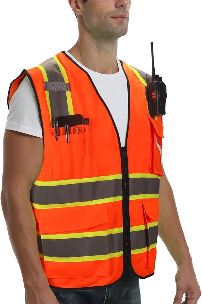 9 Pockets High visibility Class 2 Safety Vest，Hi Vis Vest - Image 2